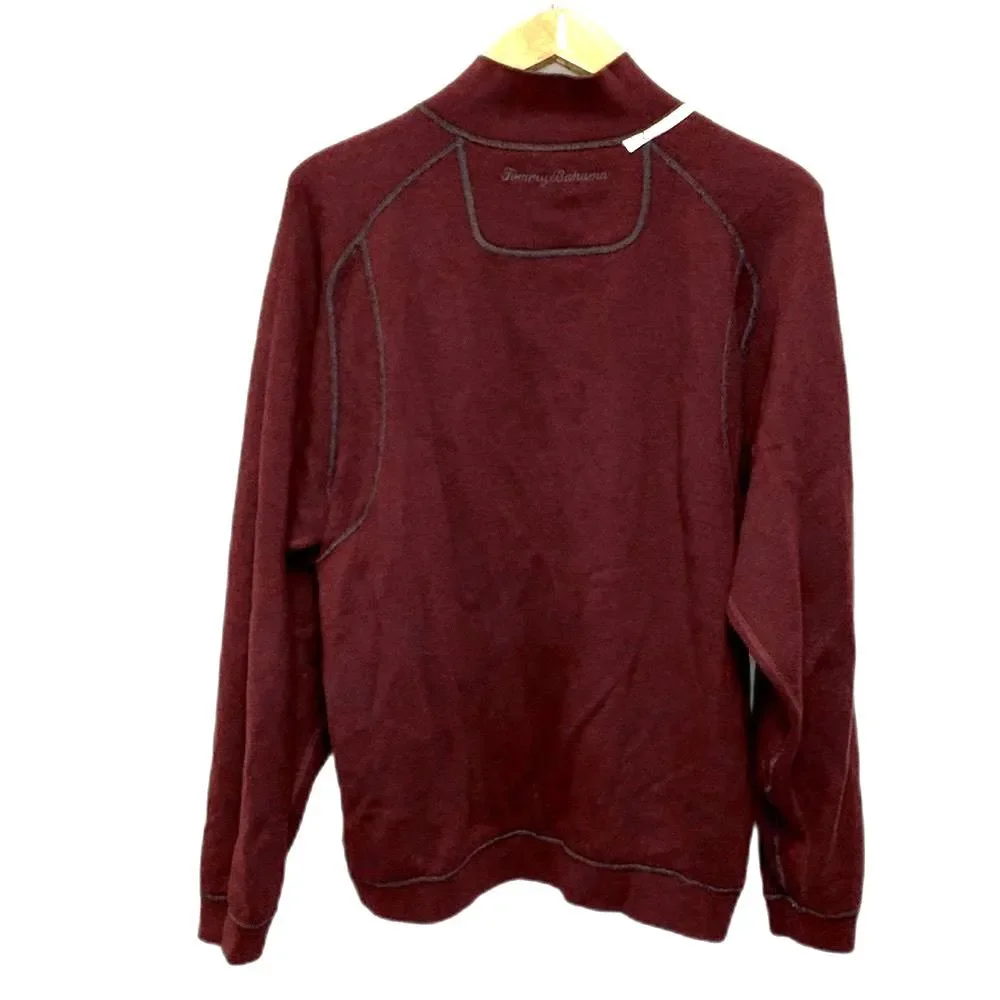 Tommy Bahama Men's Gray Wine Reversible 1/4 Zip LS Pullover Sweatshirt Size 2XL